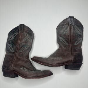 Justin Bent Rail Brown Embridered Cowgirl Western Boots